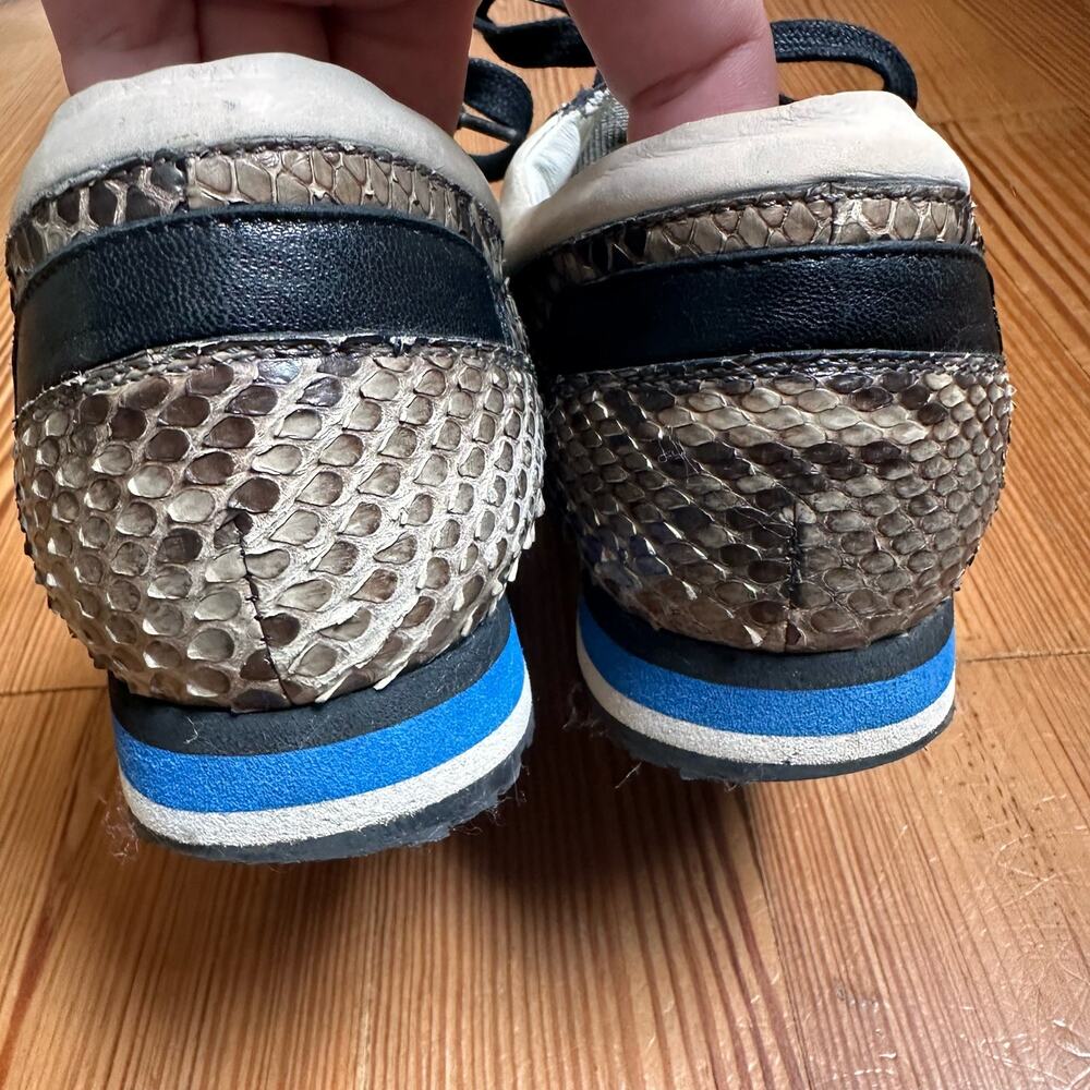Lanvin brown snakeskin white blue accent leather sneakers SIZE‎ 36/5.5, 6 - Picture 4 of 8